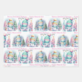 Snowman Personaliseer Roze Naam Meisje Kerstmis 3 Inpakpapier Vel (Voorkant 3)