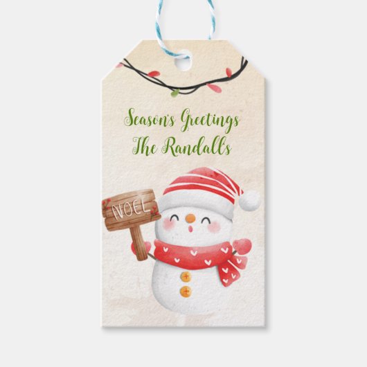 Snowman Personaliseren Cadeaulabel (Voorkant)