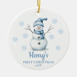 Snowman Personalized Baby's First Christmas Keramisch Ornament