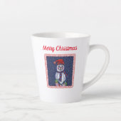 Snowman Pet Scarf glimlachen met kerstlampjes Latte Mok (Rechts)