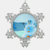 Snowman pewter kerstversiering tin sneeuwvlok ornament (Voorkant)
