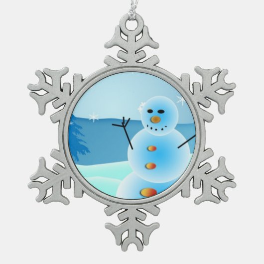Snowman pewter kerstversiering tin sneeuwvlok ornament (Voorkant)