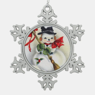 Snowman Pewter Snowflake Ornament