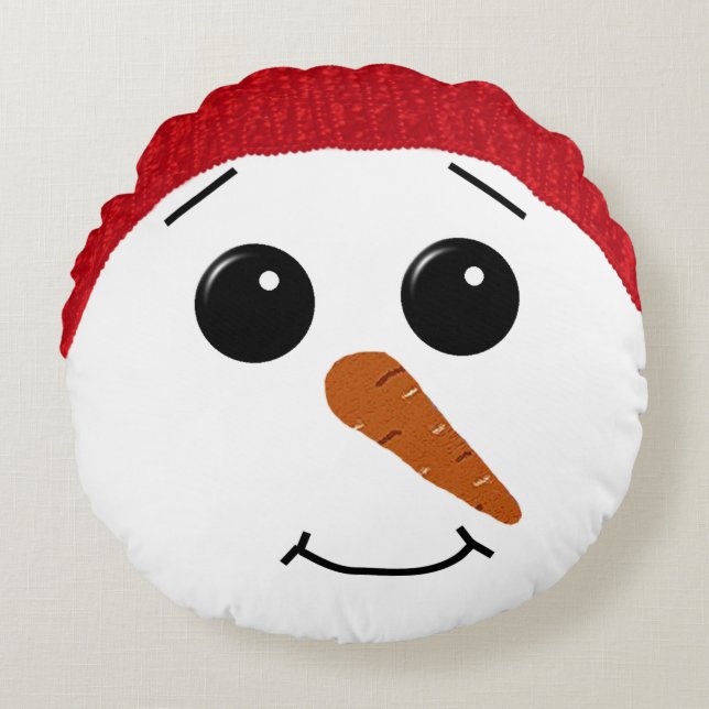 Snowman Pillow Rond Kussen (Voorkant)