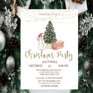 Snowman, Pine Tree, Cookies kerstparty Kaart