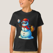 Snowman Playing Baseball As Tcher Boys Teens Chris T-shirt (Voorkant)