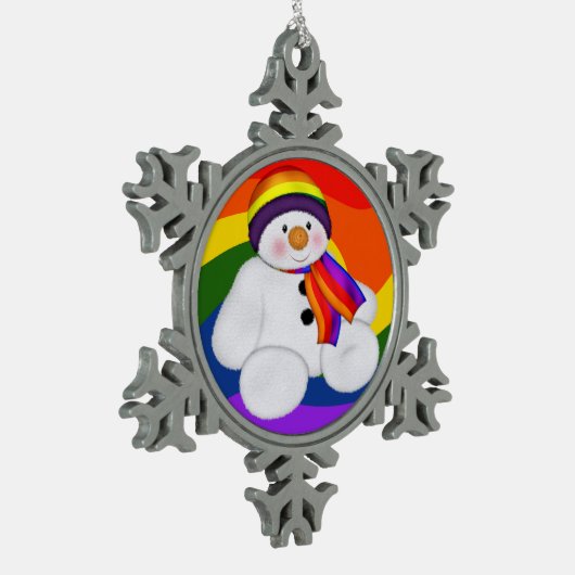 Snowman Pride Tin Sneeuwvlok Ornament (Links)
