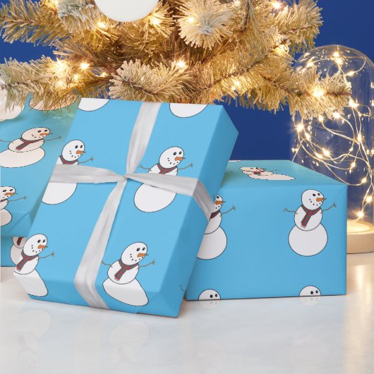 Snowman print blauw omslagpapier voor kerstmis cadeaupapier (Feestdagen)