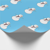 Snowman print blauw omslagpapier voor kerstmis cadeaupapier (Hoek)