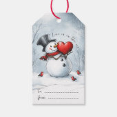 Snowman propose l'amour avec une étiquette cadeau  (Devant)