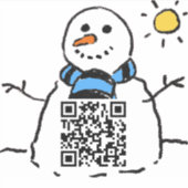 Snowman QR Code Sticker (Voorkant)