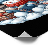 Snowman Reading Books Lovers Librarian Bookworm Ch Poster (Hoek)