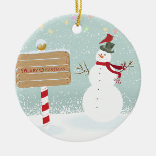Snowman Red Birds van ons huis naar jou Keramisch Ornament