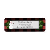 Snowman Red Buffalo Plaid Étiquettes de adresse (Devant)