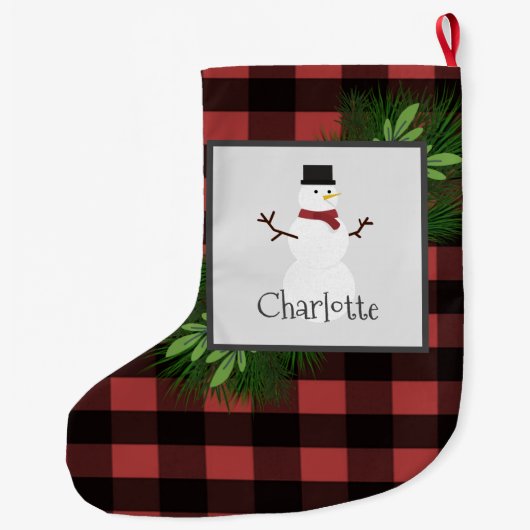 Snowman Red Buffalo Pset Stocking Grote Kerstsok (Achterkant)