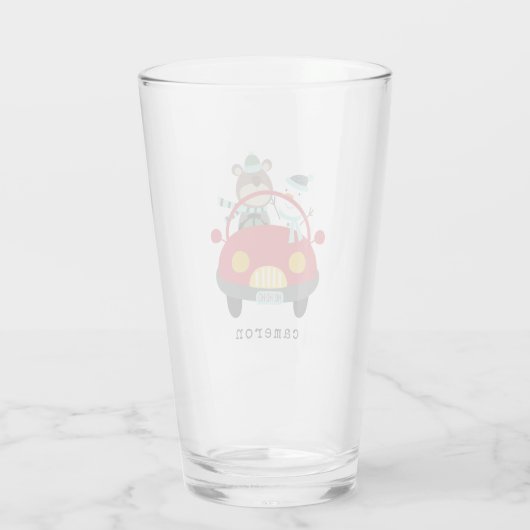 Snowman Red Car (geschikt voor kerstmis Beer) Glas (Achterkant)