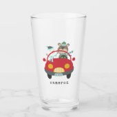 Snowman Red Car (geschikt voor kerstmis Beer) Glas (Voorkant)