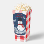Snowman Red Check PERSONALISEREN Cookie Popcorn Bo Bedankdoosjes (Popped)