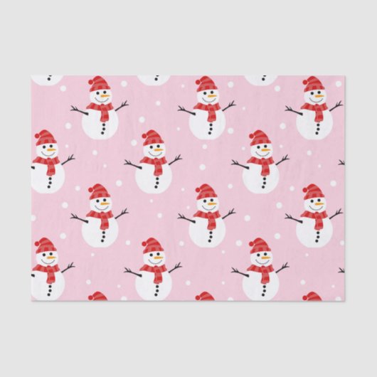 Snowman Red en Pink Tissuepapier (Voorkant)