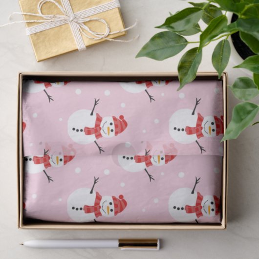 Snowman Red en Pink Tissuepapier (Geschenk)