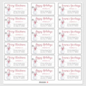 Snowman Red | Grijze kerstAdresetiketten Sticker (Vel)