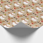 Snowman Reindeer Pattern Red Green White Cadeaupapier (Hoek)