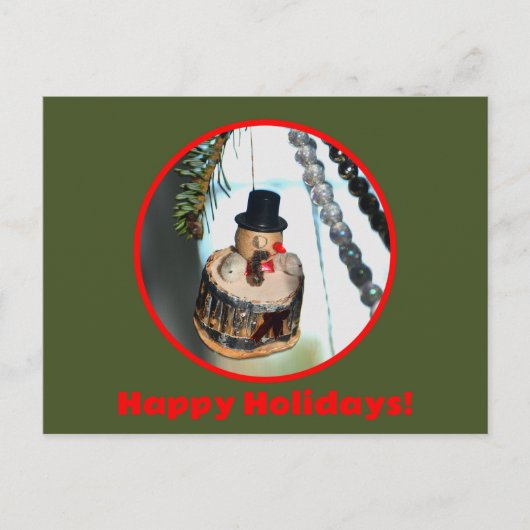 Snowman Retro  Nostalgische Kerst Feestdagenkaart (Voorkant)