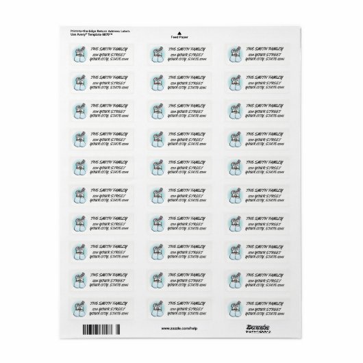 Snowman Return Address Label (Full Sheet)