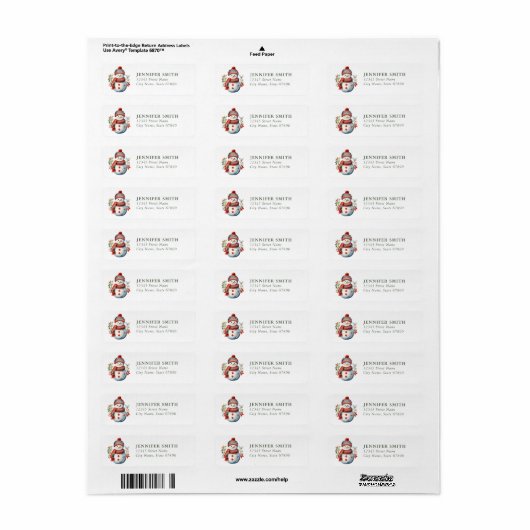 Snowman Return Address Labels (Full Sheet)
