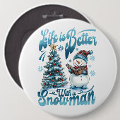 Snowman Ronde Button 6,0 Cm (Voorkant /achterkant)