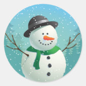 Snowman Ronde Sticker (Voorkant)