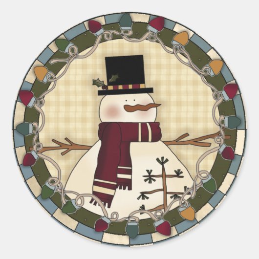 Snowman Ronde Sticker (Voorkant)