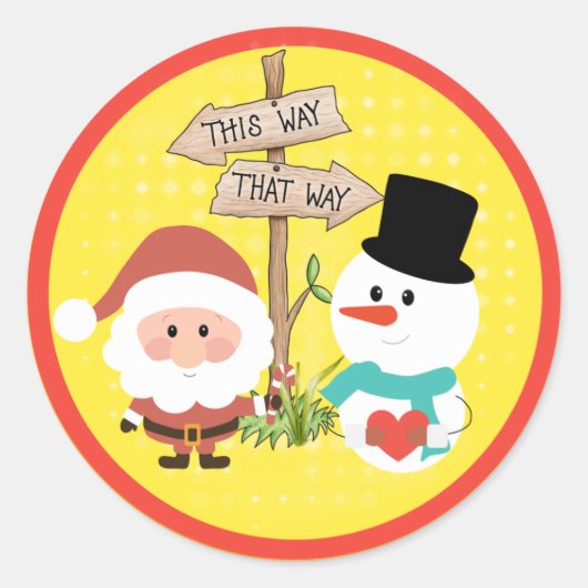 Snowman Ronde Sticker (Voorkant)