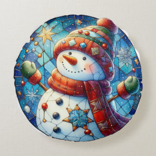 Snowman Round Sierkussen Rond Kussen