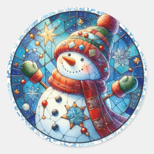 Snowman Round Stickers (Voorkant)