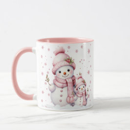Snowman Roze Kerst Twee-Tone Koffie Mok