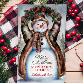 Snowman Rustic Merry Christmas Theedoek