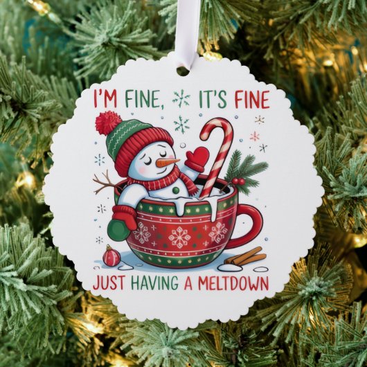 Snowman’s Cozy Christmas Chaos Ornament Kaart (Insitu (Drie))