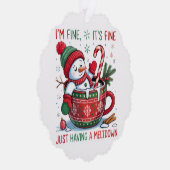 Snowman’s Cozy Christmas Chaos Ornament Kaart (Rechts)