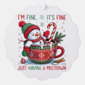 Snowman’s Cozy Christmas Chaos Ornament Kaart (Voorkant)