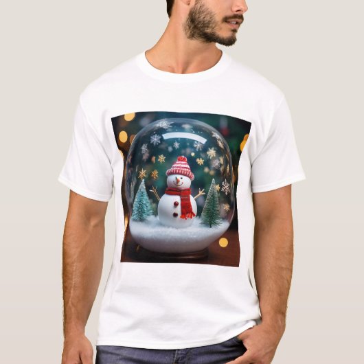 Snowman’s Delight: Festive Magic in a Globe T-shirt (Voorkant)