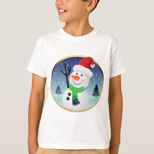 Snowman Santa Cartoon T-shirt (Voorkant)