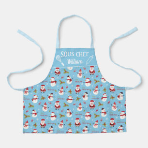 Snowman Santa Claus-kerstgezin Schort
