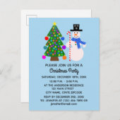 Snowman & sapin de Noël #4 Carte postale Invitatio (Devant / Derrière)