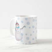 SNOWMAN, SCARF & STOCKING PET by SHARON SHARPE Koffiemok (Voorkant links)