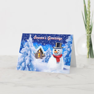Snowman scène neige mignonne carte de noël