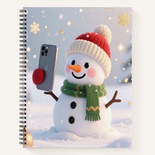 Snowman Selfie Christmas Notebook Notitieboek (Voorkant)