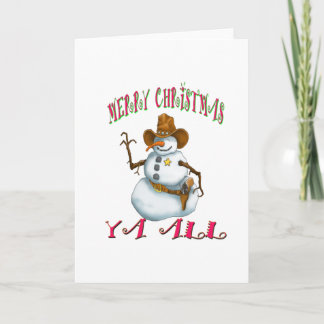 Snowman sherriff MerryChrsts Ya all Feestdagen Kaart
