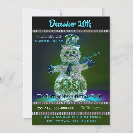 Snowman Showman Invitation à la fête de Noël annue (Devant)