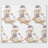Snowman Skiing Cadeaupapier (Vlak)
